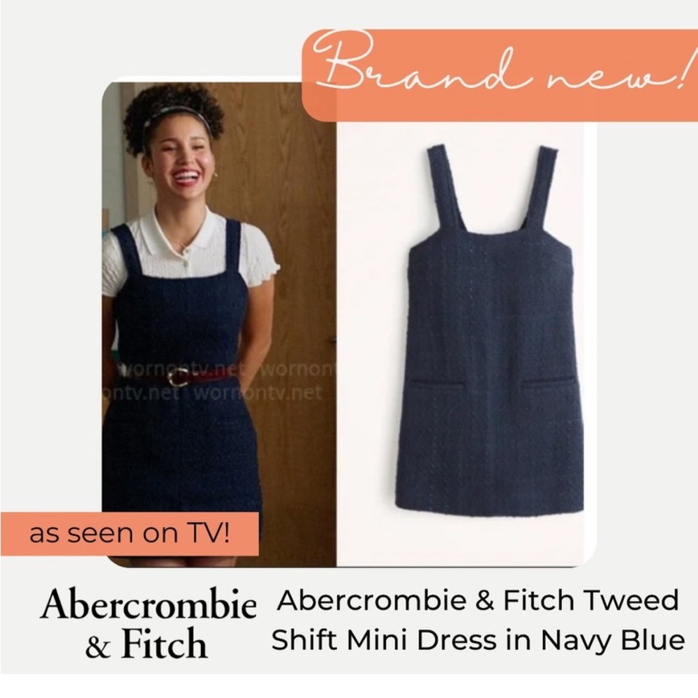 ABERCROMBIE & FITCH WOOL TWEED SHIFT GOSSIP GIRL DARK ACADEMIA MINI DRESS NWT - Picture 2 of 12